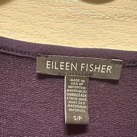 Eileen Fisher Deep Navy Long-Sleeve Scoop Neck Long Line Tunic Top Size Small - Picture 2 of 5